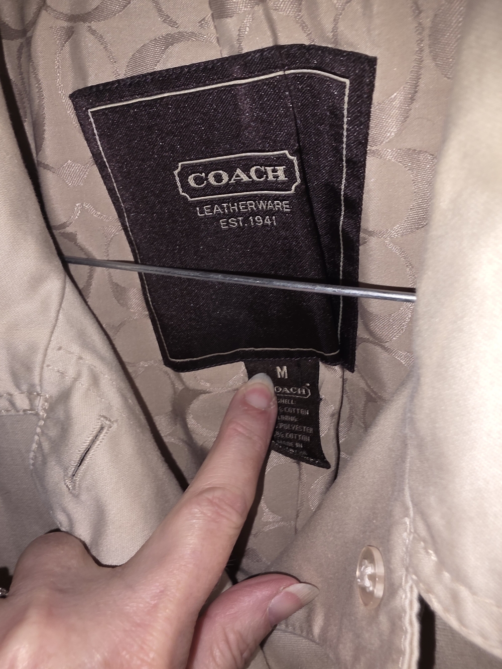 Coach Beige Single-Breasted Trench Coat - Picture 3 of 6